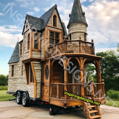 These Disney and Hogwarts Castle Shaped Tiny Homes Make Every Day a Magical Adventure! – Inspiring Designs Gothic Tiny House, Gothic House Plans, Tiny Texas Houses, Tiny Castle, Castle House Plans, Tiny House Camper, Storybook Homes, Castle Home, House Planning