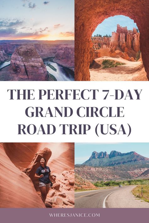 7 Day National Park Road Trip, Grand Canyon Camper Van, Grand Circle National Parks, Zion Bryce Arches Grand Canyon, Grand Canyon Bryce Zion, National Park Tour Road Trips, National Parks Grand Circle, The Grand Circle Road Trip, Grand Canyon Zion Bryce Road Trip