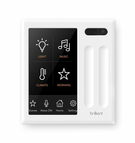 The Brilliant Home Control, which replaces a light switch with a speaker and touchscreen panel, will be getting HomeKit compatibility through an over-the-air firmware update this spring. Smart Home Automation Light Switches, Smart Home System, Best Smart Home, Smart Home Control, Home Devices, Secret Storage, Smart Bulb, Smart Bulbs, Smart Lights