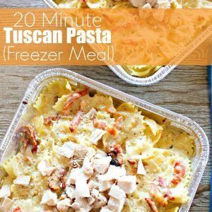 Freezer Meals For Two, Tuscan Pasta, Freezer Dinners, Tuscan Chicken Pasta, Freezer Friendly Meals, Freezable Meals, Make Ahead Freezer Meals, Freezer Meal Prep, Tuscan Chicken