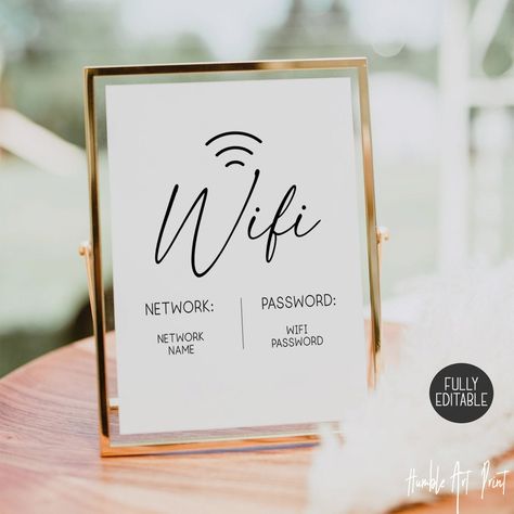 Guest Bedroom Wifi Sign, Wi Fi Sign Design, Welcome Wifi Password Sign, Guest Wifi Sign Free Printable, Home Wifi Sign, Airbnb Wifi Sign, Guest Room Supplies, Diy Wifi Password Sign, Best Guest Room Ideas