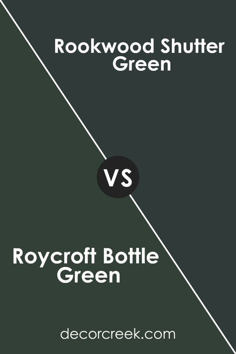 Roycroft Bottle Green SW 2847 by Sherwin Williams vs Rookwood Shutter Green SW 2809 Rookwood Shutter Green, Roycroft Bottle Green, Sherwin Williams Coordinating Colors, Trim Colors, Green Bathroom, Deep Forest, Rich Green, Bottle Green, Strong Colors