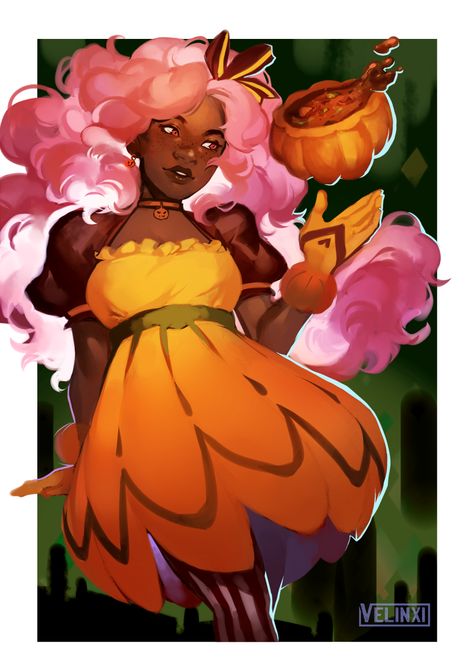 The Pumpkin Queen, Countdown To Countdown, Pumpkin Queen, Art Manga, Black Art Pictures, Afro Art, Magic Art, Drawing Tips, Art Reference Photos