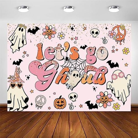 Avezano Let's Go Ghouls Backdrop Halloween Boo Bachelorette Party Decorations Boho Groovy Retro Hippie Theme Bridal Shower Wedding Engagement Party Photography Background Cake Table Banner (7x5ft) First Birthday Girl Halloween Theme, One Spooky Babe Birthday, October 1st Birthday Girl, October First Birthday Girl, Fourever Spooky, Spooky One First Birthday Girl, Halloween First Birthday Girl, First Birthday Background, Spooky One First Birthday