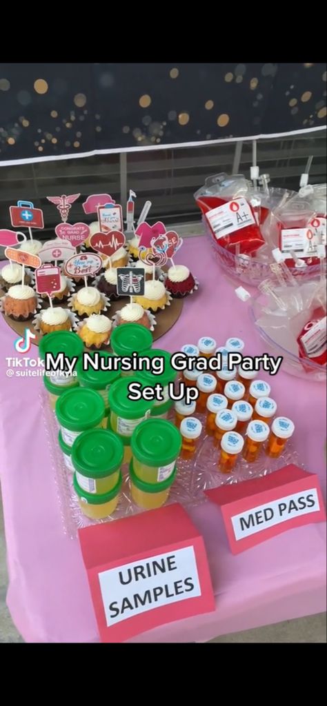 Nurse Graduation Party Food, Nursing Grad Party, Medical School Graduation Party Ideas, Nurse Graduation Cap Designs, Nurse Grad Parties, Nurse Graduation Party Decorations, Nursing School Graduation Party, Nurse Graduation Cap, Nursing Graduation Pictures