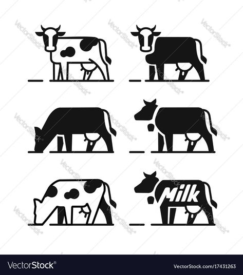 Chicken Vector, Cow Logo, Cow Tattoo, Cow Vector, Cow Illustration, Milk Packaging, Dairy Cow, Cartoon Clouds, Text Logo Design