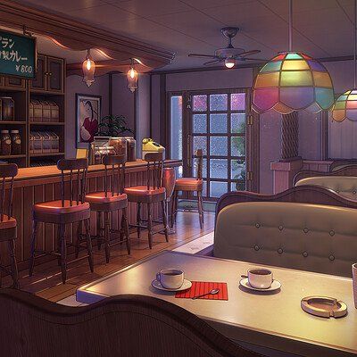 ArtStation - Artworks Leblanc Persona, Rainy Cafe, Cafe Leblanc, Persona 5 Fanart, Number Ideas, New Project Ideas, Cafe Concept, Episode Backgrounds, Style Background