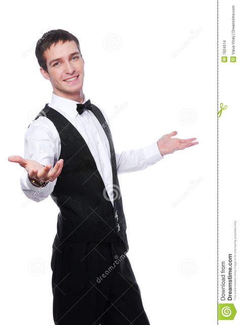 Server Pose Reference, Waiter Pose References, Waiter Drawing Reference, Waiter Pose, Edgy Boy, Course Template, Stock Photos People, Action Pose Reference, Male Pose Reference