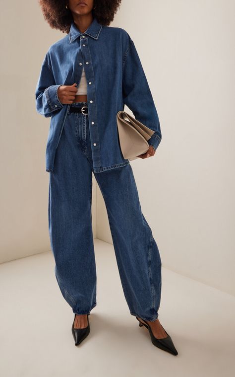 Jumpsuit Editorial, Denim Couture, Oversized Denim Shirt, Denim Outfits, Denim Day, Love Jeans, Denim Jumpsuit, Denim Outfit, Denim Shirt