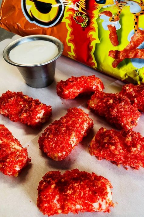 16 minutes · Serves 12 · Mozzarella cheese sticks breaded with Flaming Hot Cheeto crumbs and cooked until crisp in the air fryer Cheetos Recipe, Cheetos Cheese, Hot Pickles, Mozzarella Sticks Recipe, Mozzarella Cheese Sticks, Flaming Hot, Hot Cheese, Hot Cheetos, Fried Pickles