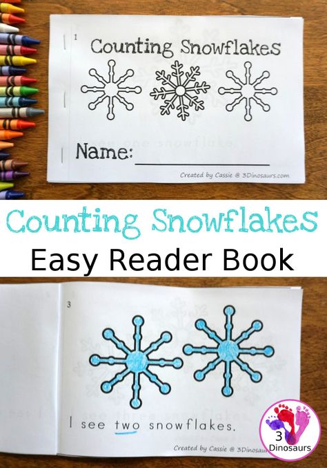 Free Counting Snowflake Number Easy Reader Book - numbers 1 to 10 in a fun easy to use book - 3Dinosaurs.com Counting Snowflakes, Easy Reader Books, Winter Coloring Pages, 3 Dinosaurs, Preschool Winter, Winter Activities Preschool, Winter Classroom, Winter Kindergarten, Winter Activities For Kids