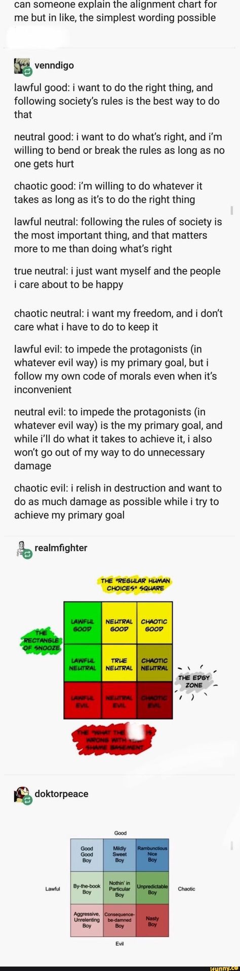 Found on iFunny Moral Alignment Chart, Lawful Evil, Neutral Evil, Lawful Neutral, True Neutral, Chaotic Good, Alignment Chart, Dnd Funny, Funny Tumblr