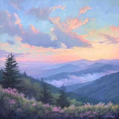 Mt Leconte Majestic Scenic Photos Simple Landscape Reference Photo, Mountains Art Painting, Landscape Photo Frame, Digital Landscape Art, Digital Art Nature, Mt Leconte, Digital Art Landscape, Landscape Digital Art, Painting Mood