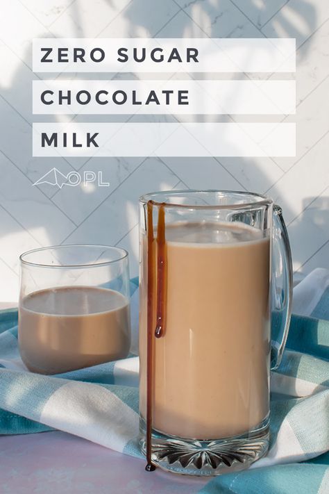 A clean ingredient and incredible chocolate milk recipe with absolutely no sugar. This sugar free chocolate milk is not only Keto approved but also safe for diabetics. Sugar Free Chocolate Milk, Chocolate Milk Recipe, Milk Chocolate Recipes, Sugar Free Lifestyle, Beverage Ideas, Lactose Free Milk, Salted Caramel Sauce, Hot Cocoa Mixes, Keto Recipe