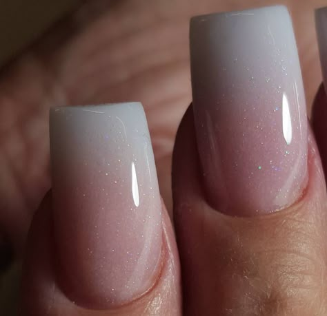 Ombre Nail Ideas Short, Classy Ombre Nails Square, Pinky Milky Nails, Pink French Fade Nails, Glitter French Ombre Nails, French Ombre Nails Square, Simple Ombre Acrylic Nails, French Ombre Glitter Nails, Neutral Ombre Nails Short