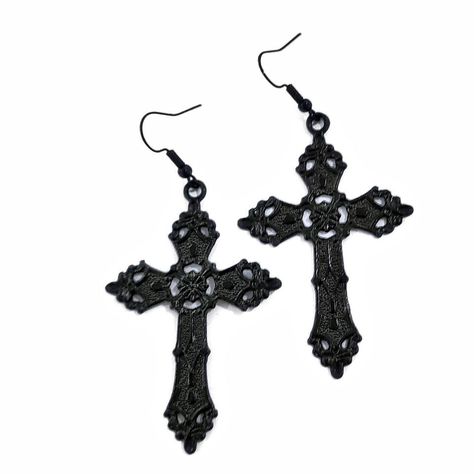 Png Accessories, Alternative Aesthetic, Gothic Cross, Gothic Crosses, Gothic Earrings, Mens Accessories Jewelry, Cross Earrings, Gothic Jewelry, Accessories Jewelry Earrings