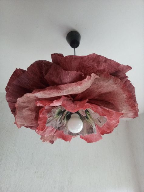 Chandelier Flower, Lamp Flower, Diy Luminaire, Paper Installation, Textiles Projects, Lamp Pendant, Flower Lamp, Lamp Ceiling, Giant Flowers