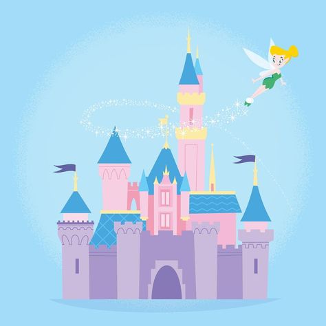 Disney Castle Animation, Princess Castle Drawing, Pink Disney Castle, Castle Drawing Easy, Disney Castle Drawing, Sleeping Beauty Castle Disneyland, Castle Embroidery, Daniel Clark, Disneyland Party