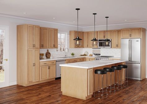 Birch Cabinets vs Maple: Which is the Right Choice? Maple Shaker Kitchen Cabinets, L Shaped Kitchen Cabinets, Cabinetry Diy, Best Countertops, Unfinished Kitchen Cabinets, Unfinished Cabinets, Maple Kitchen Cabinets, Birch Cabinets, White Pigeon