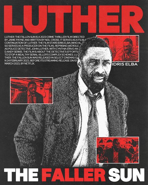 design a poster for LUTHER #graphicdesigners #tutorial #graphicdesign #photoshop #poster #art #posterdesign #posters #adobe #creative Biography Poster Design, Photoshop Poster, Blm Posters, Cynthia Erivo, Biography Poster, Police Detective, Thriller Film, Idris Elba, Adobe Creative