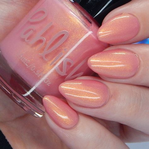 Coral Shimmer Nails, Peach Sparkly Nails, Soft Coral Nails, Peach Glitter Nails, Peach Pink Nails, Coral Chrome Nails, Deb Nails, Peach Chrome Nails, Sparkly Nail Designs