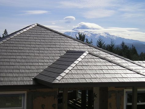 http://www.prefabhomeparts.com/solarroofshingles.php has some info on the eco friendly benefits of solar roof shingles. Solar Roof Shingles, Metal Shingles, Solar Roof Tiles, Fibreglass Roof, Roof Maintenance, Steel Roofing, Wood Shingles, Roof Architecture, Solar Roof