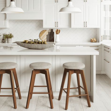 I love a great counter stool. They can really transform a space – plus with more kitchens designed with islands than ever before, they're a great decor piece that are super useful, too. But, many… The post 9 Affordable Counter Stools Under $100 That Are Still Chic appeared first on I Spy Fabulous. Island Bar Stools, Farmhouse Bar Stools, Nathan James, Bar Stools Kitchen Island, Kursi Bar, Solid Wood Kitchens, Wood Kitchen Island, Kitchen Counter Stools, Backless Stools