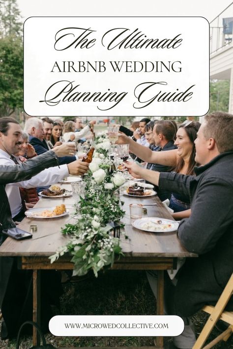 We think renting an Airbnb is one of the best micro wedding ideas, which is why we created the ultimate guide for having an Airbnb (or VRBO!) wedding. These backyard-style weddings are a great alternative to a traditional wedding venue, offering cost savings, personalization, and a ton of unique options. Learn how to find the perfect location, what to look for in the contract, and the steps to planning your perfect day.  #airbnbwedding #vrbowedding #microweddingideas Microwedding Venue Ideas, Micro Backyard Wedding, Vrbo Wedding, Microwedding Ideas, Micro Wedding Ideas, Airbnb Wedding, Micro Weddings, Wedding Planning Guide, Inexpensive Wedding