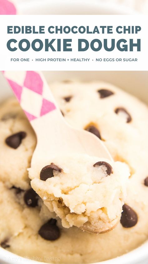 Single Serve Healthy Cookie Dough, Protein Chocolate Chip Cookie Dough, Low Calorie Edible Cookie Dough, Protein Cookie Dough For One, Low Calorie Cookie Dough, Gluten Free Protein Cookies, High Protein Cookie Dough, Healthy Cookie Dough Recipe, Protein Cookie Dough Recipe