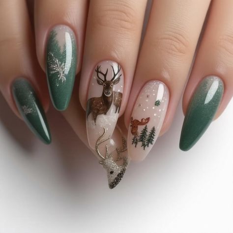 Add a touch of nature to your holiday manicure with Deer Nails Designs. This style features elegant deer illustrations, perfect for a festive and sophisticated look. Pair this with Fall/Christmas Nails for a comprehensive holiday theme. Deer nails designs are perfect for celebrating the beauty of the season and adding a touch of elegance to your style. Embrace the magic of Christmas with these stunning deer nails. Fall Christmas Nails, Deer Nail Art, Reindeer Nails, Deer Nails, Holiday Manicure, Deer Illustration, Red Christmas Nails, Tree Nails, Face Care Routine