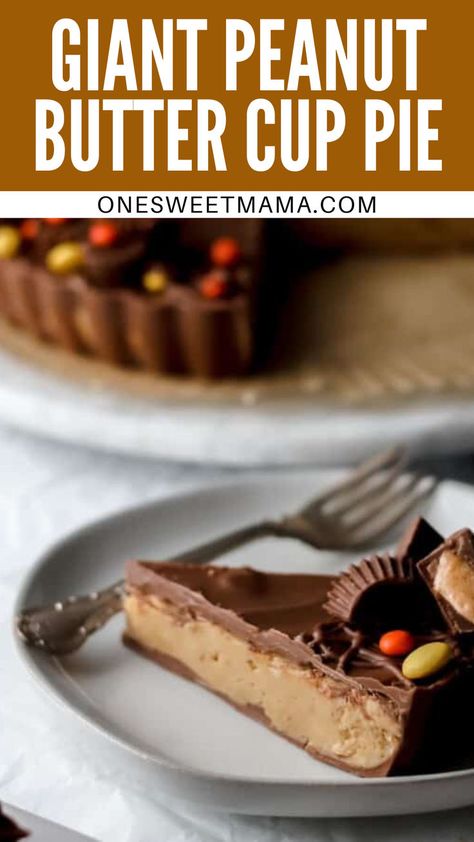 Peanut butter pie is a staple summer dessert in my house.  This giant homemade reeses peanut butter cup is similar to peanut butter pie with no cream cheese, and tastes just like the real thing!  Save this reeses peanut butter cup desserts easy recipe for your the next time you need a chocolate peanut butter dessert idea for a crowd - this one is definitely a hit! Reeses Peanut Butter Pie Recipe, Reese Peanut Butter Pie, Peanut Butter Cup Pie, Cup Pie, No Bake Truffles, Truffle Recipe Easy, Cup Dessert, Butter Desserts, Peanut Butter Cups Recipe