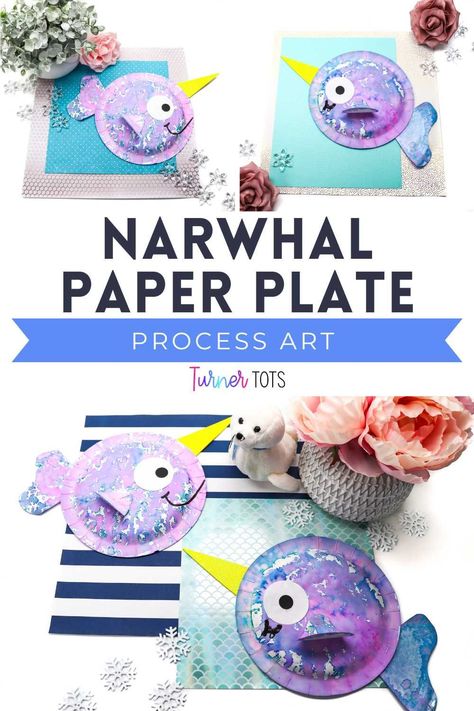 Narwhal Art Project For Kids, Preschool Narwhal Craft, Narwhal Template Free Printable, Preschool Arctic Animals Activities, Narwhal Paper Plate Craft, Seal Art For Kids, Narwhal Craft For Toddlers, Narwal Crafts Preschool, Arctic Animal Process Art