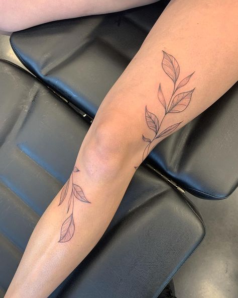 Leg Tattoos Women Small Simple, Wrap Around Tattoos For Women Leg, Leg Bands Tattoo, Vine Around Leg Tattoo, Vine Tattoo Thigh, Wrap Around Tattoo Thigh, Patchwork Tattoo Ideas Upper Arm, Dainty Leg Tattoos Women, Angus Tattoo