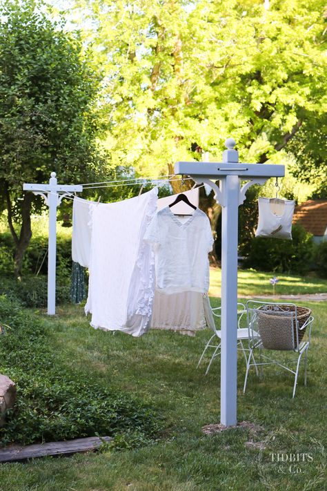 How to Make a Charming Outdoor Clothesline Work Table Kitchen, Outdoor Clothesline, Countertop Diy, Outdoor Clothes Lines, Outdoor Drying, Clothes Lines, Renovation Process, Pocket Hole Joinery, Inktober 2024