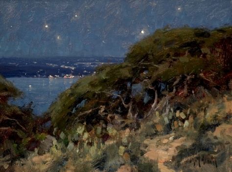 Matt Smith   Catalina Evening Painting Values, Dynamic Painting, Romantic Scenes, California Art, Kansas City Missouri, Matt Smith, Night Scene, Painting Gallery, Night Painting