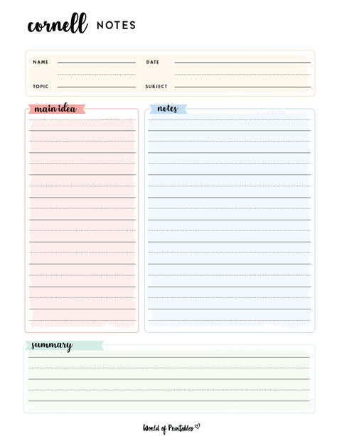 Note Taking Templates For Goodnotes, Good Notes Templates Journal, Effective Note Taking Templates, Aesthetic Note Taking Template, Notes Layout Printable, Good Notes Note Template, Aesthetic Notes Printable, Cute Cornell Notes Template, Notes Taking Template