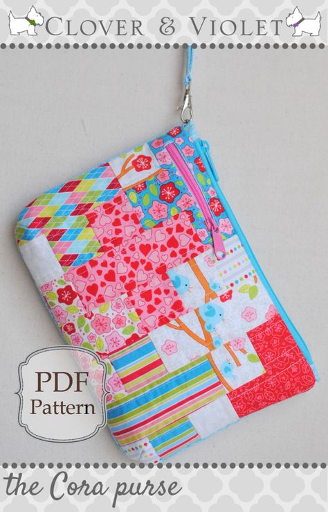 Wristlet Patterns, Coin Purse Tutorial, Purse Pattern, Sewing Purses, Small Sewing Projects, Diy Purse, Pouch Pattern, Easy To Sew, Wallet Pattern