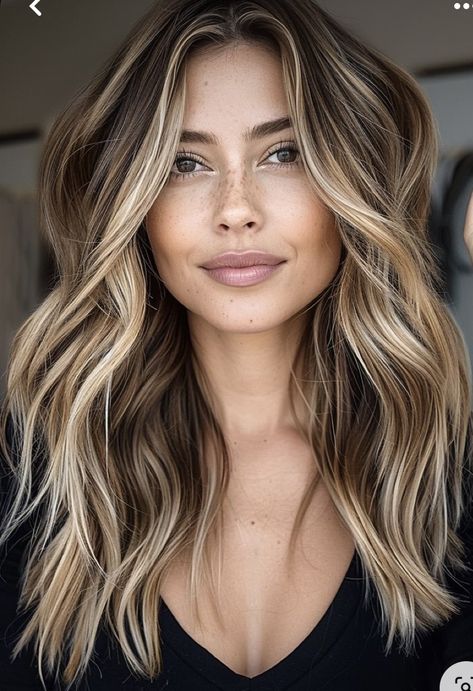 Balayage Brunette To Blonde Caramel, Blond Balayage On Asian Hair, Brown Hair With All Over Highlights, Blond Hair On Brown Hair, Mocha And Blonde Highlights, Going From Brown To Blonde Hair, Blonde Highlights Olive Skin, Warm Bayalage Light Brown Hair, Summer Baylage 2024