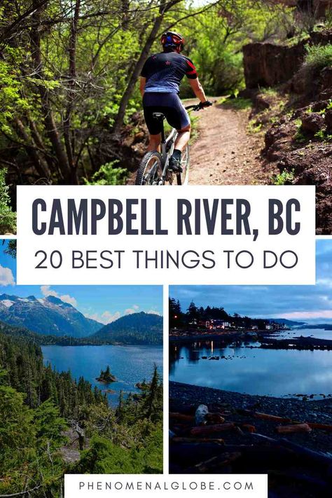 Are you looking for the best things to do during your visit to Campbell River, Vancouver Island? Whether you're a nature lover, outdoor enthusiast, or simply want to explore the quaint and beautiful area, there is something for everyone in Campbell River. From scenic hikes to local restaurants to exploring the island's diverse wildlife, here are the top 20 things to do in Campbell River, Canada. | phenomenalglobe.com Revelstoke Bc Things To Do, Bc Camping, Camping In British Columbia, Campbell River Bc, River Restaurant, Port Alberni, Campbell River Vancouver Island, Campbell River, Canada Trip