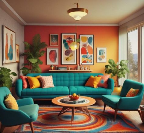 Bright Blue Couch Living Room, Turquoise Couch Living Room Ideas, Bright Blue Couch, Modern Mid Century Living Room, Blue Couch Living Room, Colorful Homes, Living Room Turquoise, Dj Room, Podcast Studio