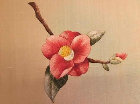 Camellia Embroidery, Camellia Tree, Watercolor Projects, Silk Embroidery, Flower Pictures, Embroidery Projects, Amazing Flowers, Embroidery Flowers, Maple Leaf Tattoo