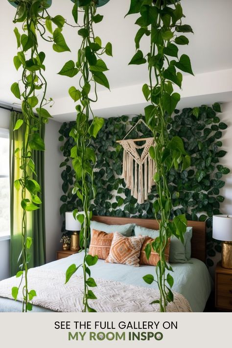 Explore 32 designs for a Boho jungle bedroom showcasing natural textures, vibrant colors, and lush plants that can elevate your space. Safari Room Decor Master Bedrooms, Tropical Bedroom Aesthetic, Plant Room Bedrooms, Jungle Bedroom Ideas For Adults, Jungle Bedroom Ideas, Boho Jungle Bedroom, Jungle Theme Bedroom, Safari Room Decor, Island Apartment