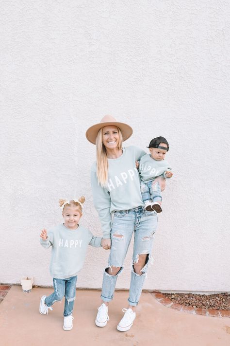 Shop Our Looks - The Overwhelmed Mommy Blogger | Mommy and Me Fashion — The Overwhelmed Mommy Mommy Son Outfits, Mom And Baby Outfits, Mom Daughter Outfits, Mommy Daughter Outfits, Mother Daughter Matching Outfits, Mommy And Son, Twin Outfits, Mommy And Me Shirt, Matching Mom