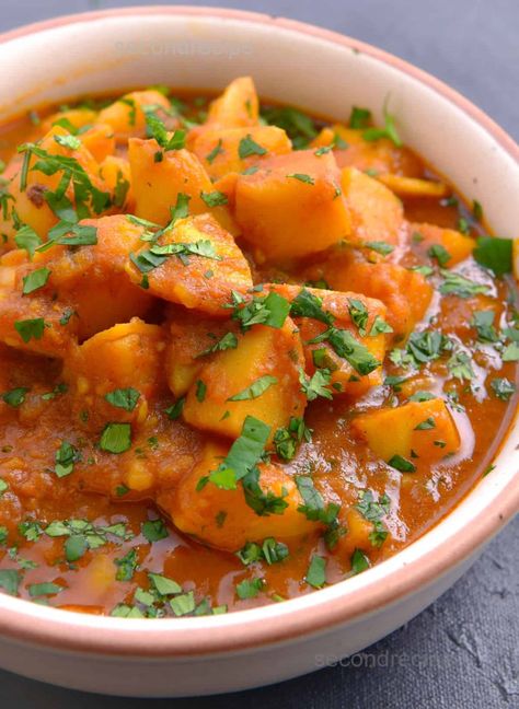 Instant pot potato curry recipe | Indian potato curry - Instant pot recipes - SecondRecipe Sweet Potato Curry Instant Pot, Instant Pot Potato Curry, Chick Pea And Potato Curry Recipes, Chickpea Coconut Curry Instant Pot, Chickpea Potato Curry Coconut Milk, Instant Pot Indian, Potato Curry Recipe, Vegan Curry Recipes, Easy Indian Recipes