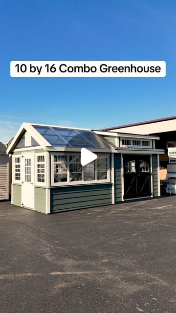 Lapp Structures LLC on Instagram: "Another combo Greenhouse ready for delivery! This time with Avacado Green Lap Siding to match all the plants that will be grown inside. #sheshed #greenhouse #tinyhouse #shedideas #pottingshed" Greenhouse And Shed Combination, Greenhouse And Storage Shed, Converting Shed To Greenhouse, Garage With Greenhouse Attached, Garden Shed With Greenhouse Attached, Greenhouse Off House, Half Shed Half Greenhouse, Tiny House With Greenhouse, She Shed With Greenhouse