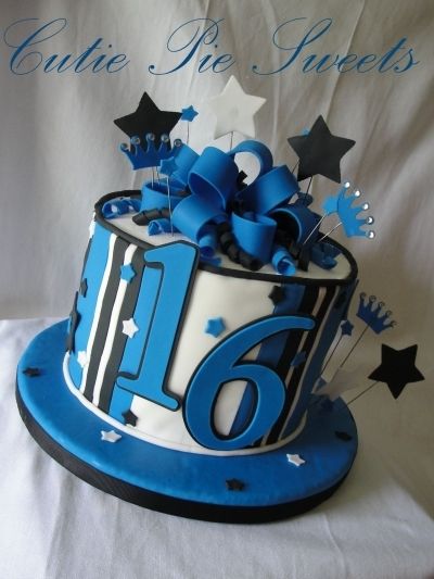 Black & Blue 16th Birthday Cake By CutiePieSweets on CakeCentral.com Sweet 16 Cake Ideas Blue, Blue And Black Cake, Boys 16th Birthday Cake, Sweet 16 For Boys, 16th Birthday Cake, Boy 16th Birthday, Buttercream Birthday Cake, Blue Birthday Cakes, Teen Cakes