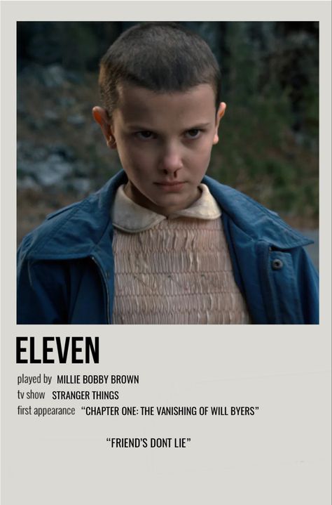 minimal polaroid character poster for eleven from stranger things Poster Stranger Things, Stranger Things Show, Jane Hopper, Movie Character Posters, Stranger Things Poster, Film Posters Minimalist, Stranger Things Actors, Film Poster Design, Film Posters Vintage