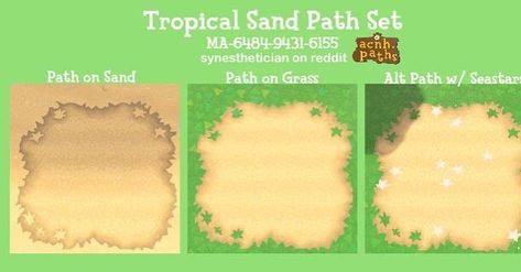 ✨Animal Crossing Patterns ✨ on Instagram: “I had some people request sand paths :) I feel like this would look better on a tropical island than the regular sand path. Synesthetician…” Animal Crossing Design Codes, Acnh Beach, Animal Crossing Design, Beach Path, Sea Stars, Island Theme, Path Design, Animal Crossing Wild World, Qr Codes Animal Crossing