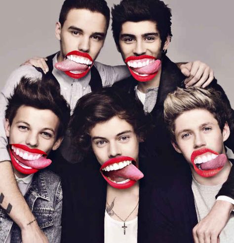 One direction with Miley Cyrus tongue!!! This could not be more perfect!!! Wallpaper One Direction, One Direction 2014, One Direction Fotos, One Direction Drawings, One Direction Art, One Direction Preferences, Gambar One Direction, One Direction Louis, One Direction Wallpaper