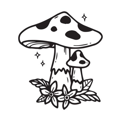 Check out this awesome 'Mushroom+line+art' design on @TeePublic! Things To Trace, Tattoo Stencil Ideas, Goth Tatoos, Diy Bleach, Feather With Birds Tattoo, Friends Tattoo, Minimalist Tattoo Ideas, Ballpoint Pen Art, Tattoos Unique